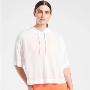 New Athleta UPF 50+ Vapor Hooded Tee Lightweight Tissue White Large L NWT $59